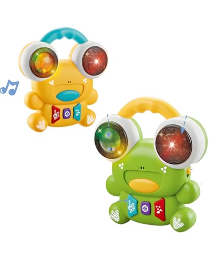 Image of Baby Musical Drum Toy | Frog Shape with Lights & Music | Rolling Ball Activity Toy for Babies & Toddlers | Early Learning Sound Toy | Plastic Drum - Pack of 1 (Color May Vary)