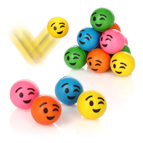 Little Lino Flummis 'Lachendes Gesicht' 25 mm 15er Pack - Buntes Mitgebsel für Kindergeburtstage oder Tombolas