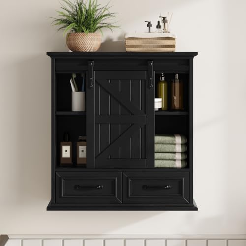 Image of Bathroom Wall Storage Cabinet with 2 Drawers,Floating Medicine Cabinet