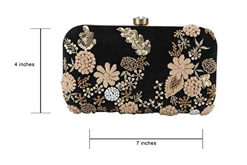 Image of Umera clutch entire heavy embroidery and is a stunning Women' Evening Clutch Purse with Detachable Chain Strap Closure Handbag Suitable for Weddings Proms Night Out Luxury Glam Handbag