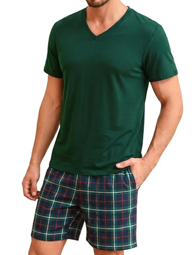 Bresdk Pijama Hombre Corto Algodón Manga Corta Cortos Verano Camisas y
