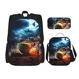 LPLSNWS Juego de mochila estampada Lightning Tennis de gran capacidad, lonchera multifuncional ajustable y estuche para lápices