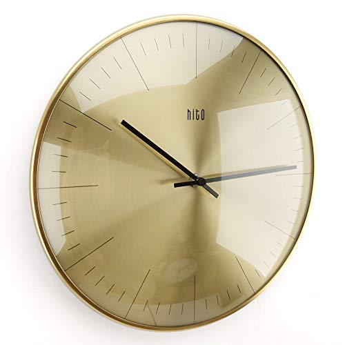 hito Silent Non Ticking Wall Clock Glass Front Cover Accurate Sweep Movement 12 inch Modern Decorative for Kitchen, Living Room, Bathroom, Bedroom, Office (Gold 1) hito Silent Non Ticking Wall Clock Glass Front Cover Accurate Sweep Movement 12 inch Modern Decorative for Kitchen, Living Room, Bathroom, Bedroom, Office (Gold 1)