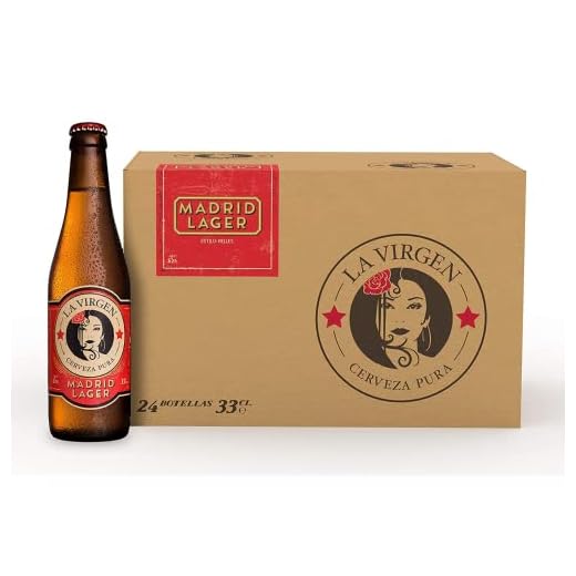 La Virgen Cerveza Artesana Madrid Lager, Dorada y Refrescante, Pack 24 Botellas x 330 ml, 5.2% Volumen Alcohol