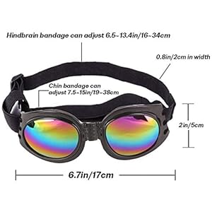2 Pcs Dog Goggles Dog Sunglasses Adjustable Strap for Waterproof Windproof UV Protection Sunglasses for Dog, for Go out Travel Skiing Swim, (Black and White) (2 PC)