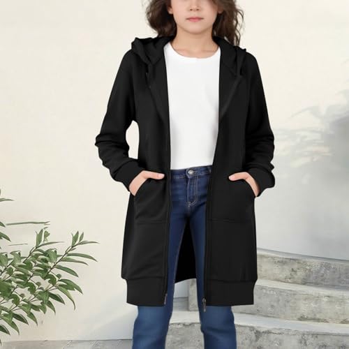 Hoodies for Teen Girls Oversized Long Zip Up Hooded Sweatshirts Youth Cute Preppy Long Sleeve Jacket with Pockets4