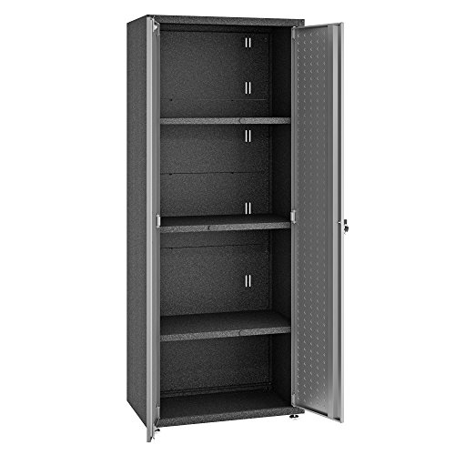 Image of Manhattan Comfort Fortress Standing Cabinet Storage, Black /Gray