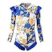 Girls Long Sleeve Rash Guard One Piece Swimsuits Ruffle UPF50+ Sun Protection Bathing Suit Swimwear for 2-12 Years