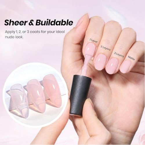 Image of Beetles Burgundy Gel Polish Set, Rosy French 15ml Easy French Tips Kit | Burgundy Jelly Nude Pink Fall Colors Polish with French Nail Stickers Soak Off Uv Gel Manicure Nail Art Design