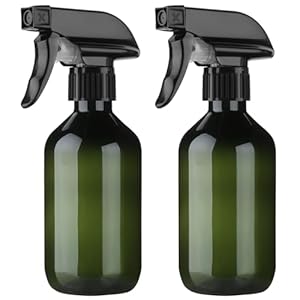 2-Pack Leakproof Spray Bottles (300ml/10oz) – Adjustable Nozzle for Fine Mist & Jet Stream | Premium Refillable Plastic Bottles for Hair Styling, Plant Misting, Cleaning Solutions (Green)