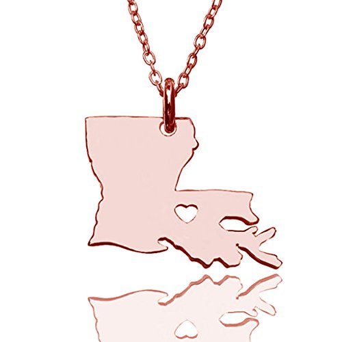 Joyplancraft Louisiana State Necklace LA State Charm Necklace Personalized Louisiana State Jewelry (Rose Gold)