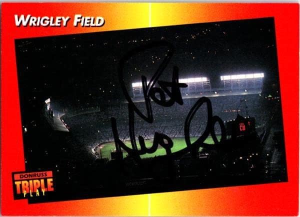 Pat Hughes autographed baseball card (Chicago Cubs Broadcaster, SC) 1992 Donruss Triple Play Wrigley Field #173 - Baseball Slabbed Autographed Cards