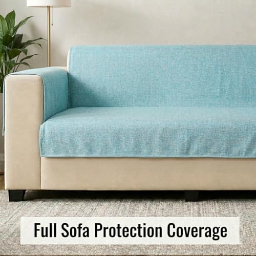 Image of STITCHNEST 'ComfyNest Series' 1 Seater Sofa Cover | Full Coverage with Armrest Pocket | Elegant Jute Fabric, Washable & Durable for Modern Living