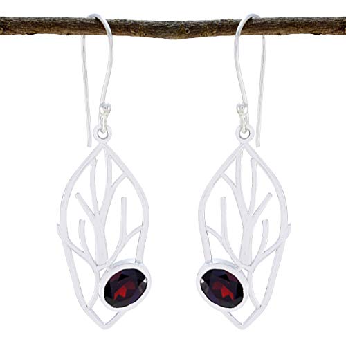 Boucles d'oreilles grenat en argent 925 Riyo de forme ovale pour femme