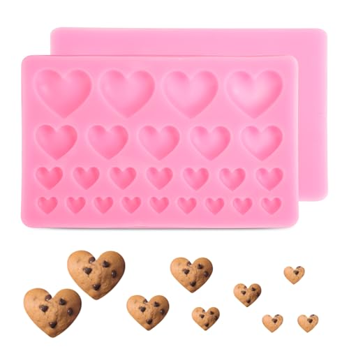 Heart-Shaped Silicone Stencil Fondant Molds, Flexible Silicone Template for Baking Cake Heart Stencil Baking Candy Template, Easy to Demould for Making Biscuit Cake Dessert