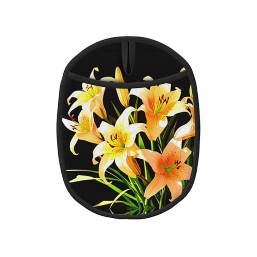 Un bouquet de lys jaunes 1 tapis de casserole en silicone – Table de cuisine/pique-nique en plein air/hot pot essentiel (1 à 2 pièces en option)