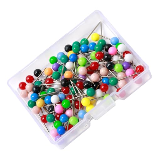 Uonlytech 100Pcs Colorful Pearl Ball Head Straight Pins Set Sewing Pins for Crafting Decoration Easy to Use and Store for Quilting Dressmaking and DIY Projects