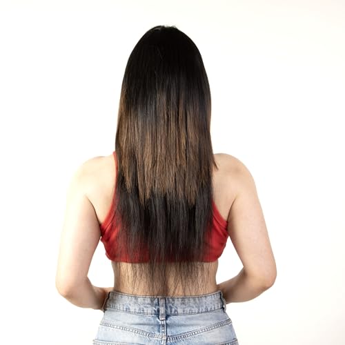 Image of Capilus 100% Natural Human Hair Volumizer with 3 Clips - Clip-In Extension for Instant Volume | Lightweight & Stylish Look (Natural Black, 16 Inch)