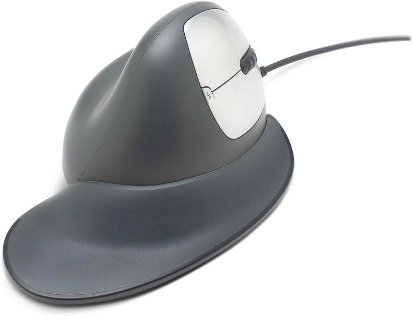 Semi Vertical Ergonomic Mouse for Windows 7/8/10/Vista/2000/XP/Mac OS 10.4 /Linux - Black/Silver