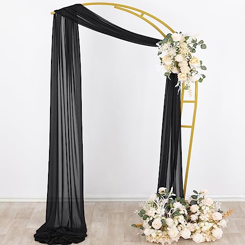 Image of Socomi Black Sheer Gothic Wedding Draping Fabric 29 inch x 20Ft 2 Panel Outdoor Curtain Arch Drapes Extra Long for Bridal Baby Shower Ceremony Birthday Party Decor