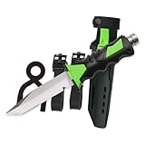 Stainless Steel Scuba Diving Knife with Leg Strap Sheath, Ergonomic Tactical Dive Knife 9x1.6 Inch for Snorkeling Survival Spearfishing with Double Edge Sharp Blade and Lock Release Button
