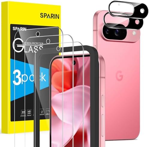 SPARIN Panzer Schutz Glas für Google Pixel 9, 3+2 Stück | mit Montagehilfe, 9H Härte, Frei von Kratzern, HD-klar Folie, 3 Schutzfolie und 2 Kameraschutz