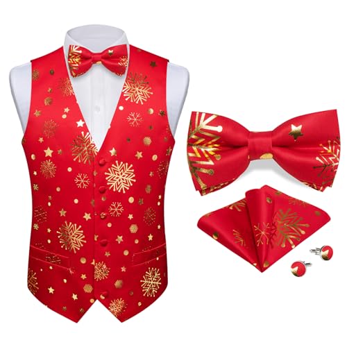 DiBanGu Mens Christmas Suit Vest Holiday Xmas Waistcoat Bowtie Set Party Suit Vest Christmas Holiday Waistcoat Tuxedo