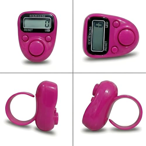 Image of Digital Hand Tally Counter, LED Display, Ring Design, Reset Button(Pack of 1) (Pink)