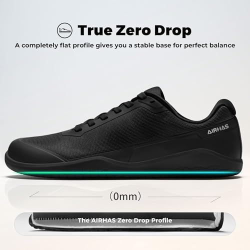 Image of AIRHAS Men's Barefoot Training Shoes Zero Drop Minimalist Sneakers Anatomical Toe Design for Weightlifting and Fitness