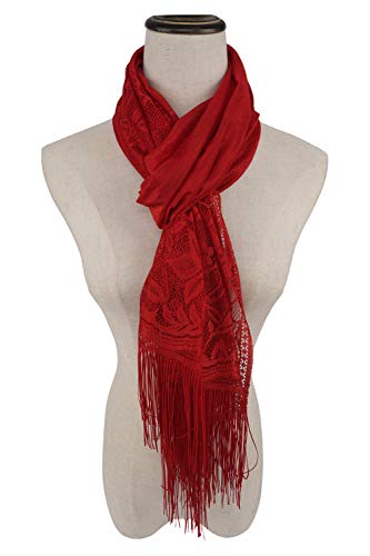 YOUR SMILE Ladies/Women's Lightweight Solid Color Fringe Lace Tassels Long Shawl Scarf For Spring Summer Fall3