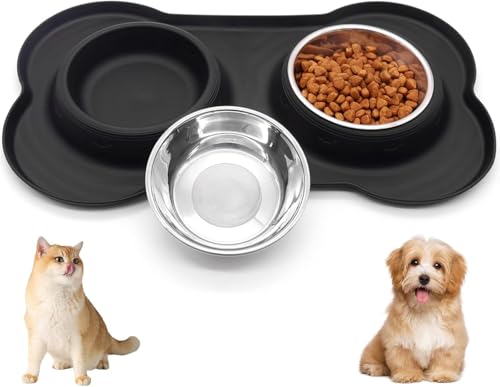 Futternapf Hund Katze, Fressnapf Hundenapf Kleine Hunde Napfset, 2 Stück Edelstahl Katzen Napf...