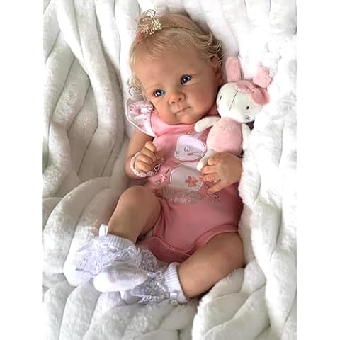 RXDOLL 18 Inch Realistic Reborn Baby Dolls Girl Soft Body Newborn Baby Dolls Blonde Hair Real Baby Dolls That Look Real Life Baby Doll with Blue Eyes for Xmas Gifts Cover
