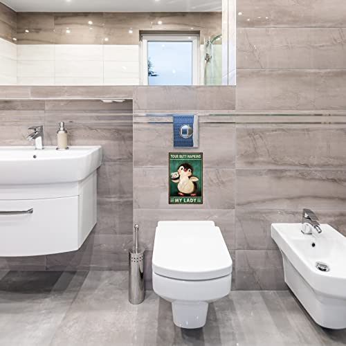 Funny Penguins Bathroom Wall Art Decor Metal Tin Sign Retro Medieval Themed Home Room Rustic Toilets Vintage Posters Penguins Enthusiast Novelty Gifts My Lady Weird Decor 8X12 In #TOP2