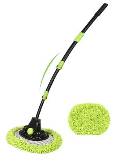 15° Autowaschbürste 51,6' 131cm Mit Teleskopischem Aluminiumlegierungs-Langgriff Dichterer Chenille-Mikrofaser-Detailwaschmopp Wohnmobilen SUVs Lastwagen Booten für Außen- und Innenbereich von Autos