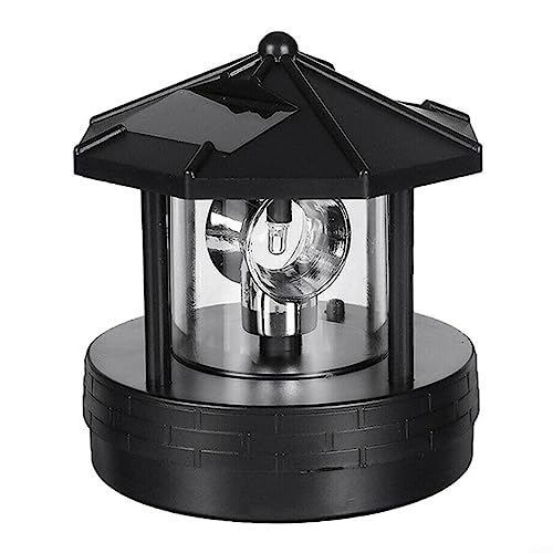 Image of Solar Lighthouse, LED Beacon Rotating Garden Lights, Outdoor Smoke Tower Lamp With Solar Panels For Lawn Patio Yard Landscape Lighting Decorative