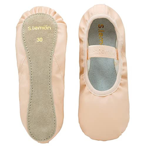 Zapatillas de ballet de cuero con suela completa para niñas principiantes