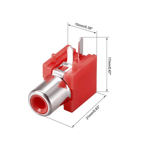 Conector RCA hembra para panel uxcell rojo 5 piezas miniatura 2