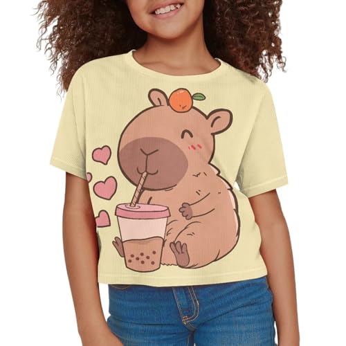 Image of Kids Crop Top Short Sleeve T-Shirts for Girls Size 5-14