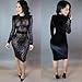 Kearia Womens Sexy Black Sequin Scoop Neck Long Sleeve Bodycon Party Midi Dress Black Medium