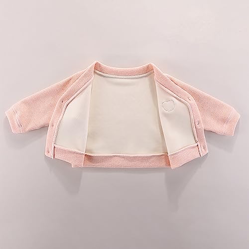 Gefütterte Strickjacke Baby Mädchen Junge Süße Jacke mit Knopfleiste Bärenmuster Langarm Übergangsjacke Baumwolle Warme Cardigan V-Ausschnitt Weiche Mäntel (Blue, 0-3 Months)