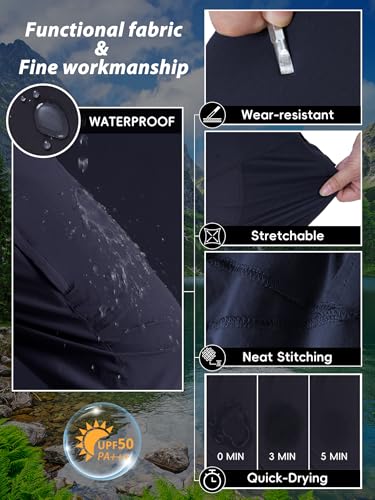 Image of Mens Hiking Pants Lightweight Cargo Work Tactical Nylon Stretch Waterproof Quick Dry Fishing Travel Outdoor 6 Pockets