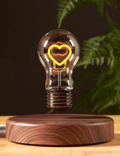 A heart-shaped light bulb that floats in mid-air and slowly rotates — it's basically a desktop magic trick.