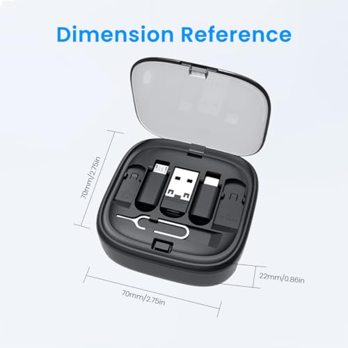 Image of Verilux 6 in 1 Fast Charging Cable with Storage Case, All in One Mobile Accessories with Card Slot & SIM Ejection Tool, 3.3Ft Retractable Type C Multi Charging Cable for iPhone, USB A /Type C Devices