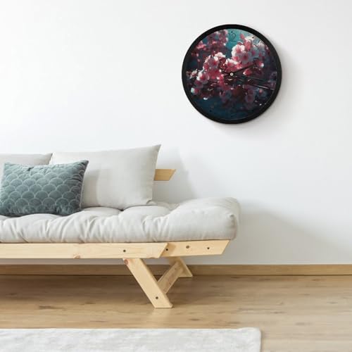 Horloge murale moderne et silencieuse motif fleurs pour décorer le salon