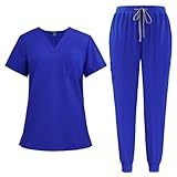 Photo Gallery diyiouzhou uniformi da donna con tasche, maglia da infermiera e pantaloni, abiti comodi da lavoro per allattamento, 01-blu reale, m Photo Gallery diyiouzhou uniformi da donna con tasche, maglia da infermiera e pantaloni, abiti comodi da lavoro per allattamento, 01-blu reale, m