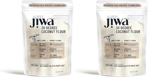 Image of Jiwa 30 Degree Coconut Flour | Patented Cold Pressed Flour | Slow Ground | Low Carb Coconut Powder | Nariyal Powder | Keto & Paleo Friendly | Gluten Free | Grain Free | 200 G (Pack of 2)