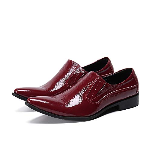 Patent Leather Oxford for Men Formal Shoes Slip On StyleGenuine Leather Block Heel Easy Care Solid Colors Men's Leather Shoes4