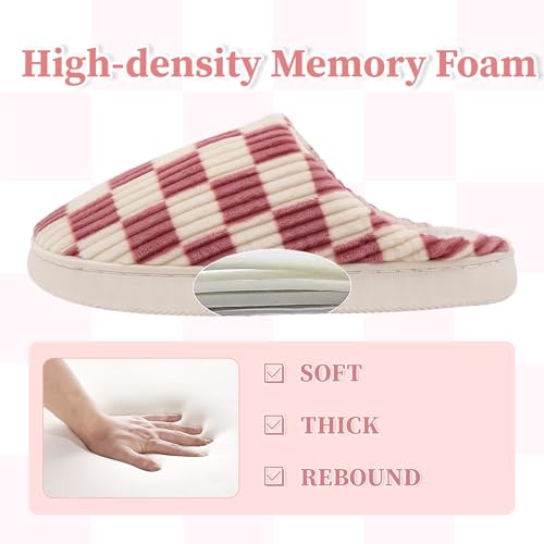 Guyarns Hausschuhe Damen Herren,Flauschige Damen Plüsch Pantoffeln aus Memory-Schaum mit Karomuster Rutschfeste Sohle Schlafzimmer-Hausschuhe in Wolkenform drinnen draußen – Bild 5