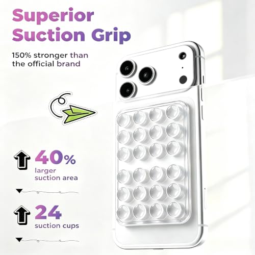 2026 Upgraded Magnetic Suction Sticky Phone Grip for Magsafe, Transparent - image 4