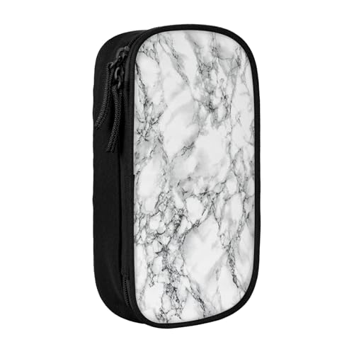 Image of Perinsto Black And White Marble Pencil Case Big Capacity Multi Compartment Stationery Box Pencil Pouch Holder Desk Organizer For School Office Home